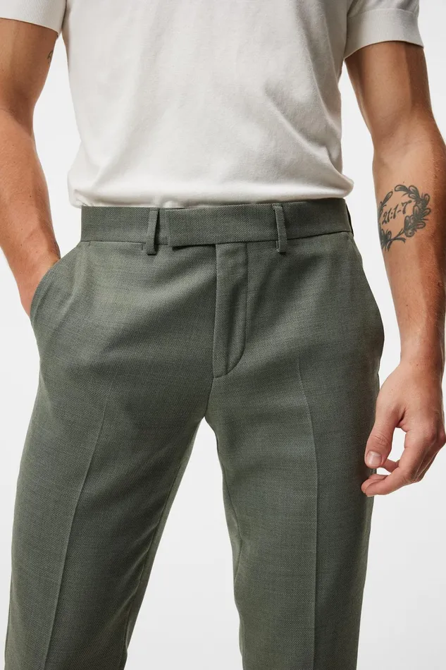 Men Grant Active Hopsack Pants Aloe JLindeberg Tailored Trousers Men Grant Active Hopsack Pants Aloe JLindeberg Tailored Trousers