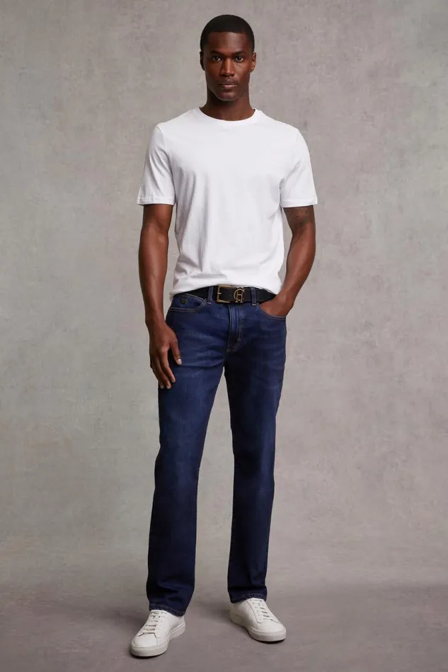 Men Jeans Holland Cooper Classic Straight Jean Washed Indigo