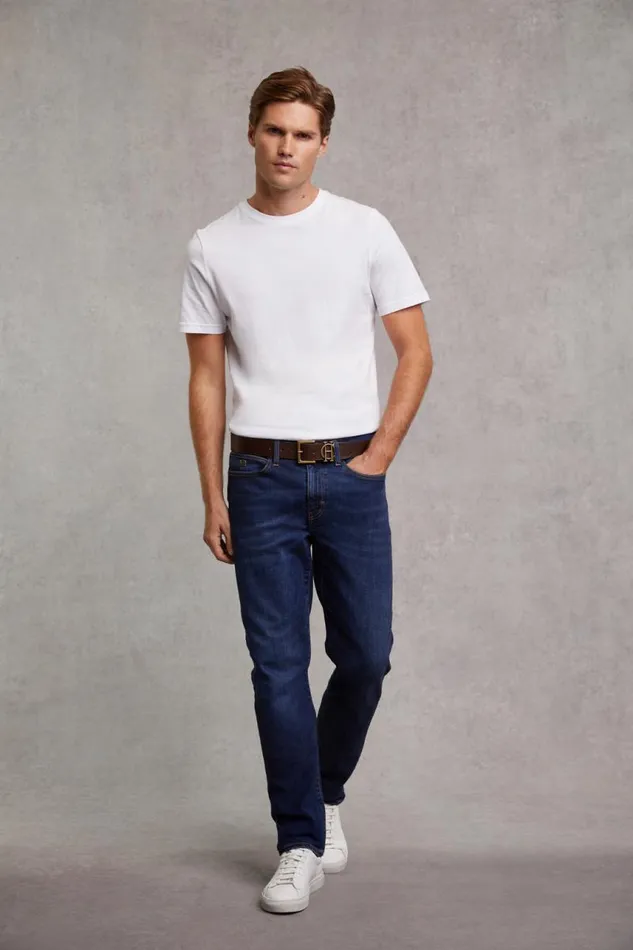 Men Jeans Holland Cooper Classic Straight Jean Washed Indigo Men Jeans Holland Cooper Classic Straight Jean Washed Indigo