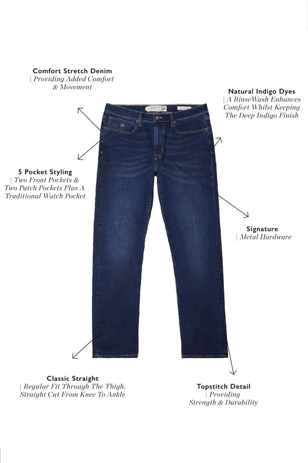 Men Jeans Holland Cooper Classic Straight Jean Washed Indigo Men Jeans Holland Cooper Classic Straight Jean Washed Indigo