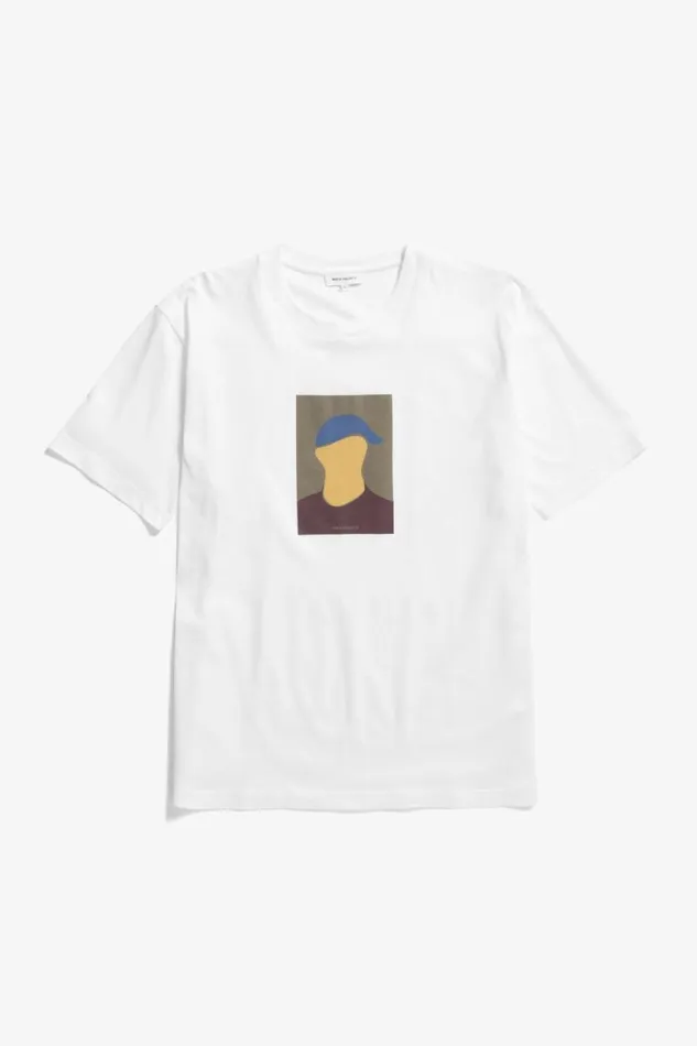 Men Johannes Organic Cap Print Tshirt White Norse Projects TShirts