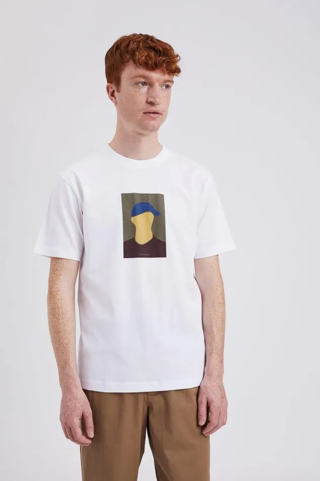 Men Johannes Organic Cap Print Tshirt White Norse Projects TShirts