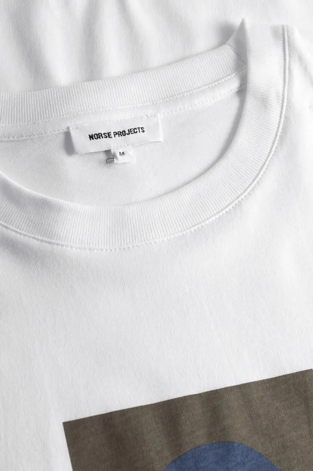 Men Johannes Organic Cap Print Tshirt White Norse Projects TShirts