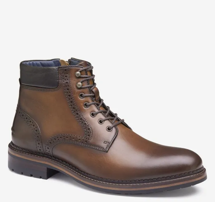 Men Johnston and Murphy Boots XC Flex Connelly Plain Toe Boot Tan Full Grain
