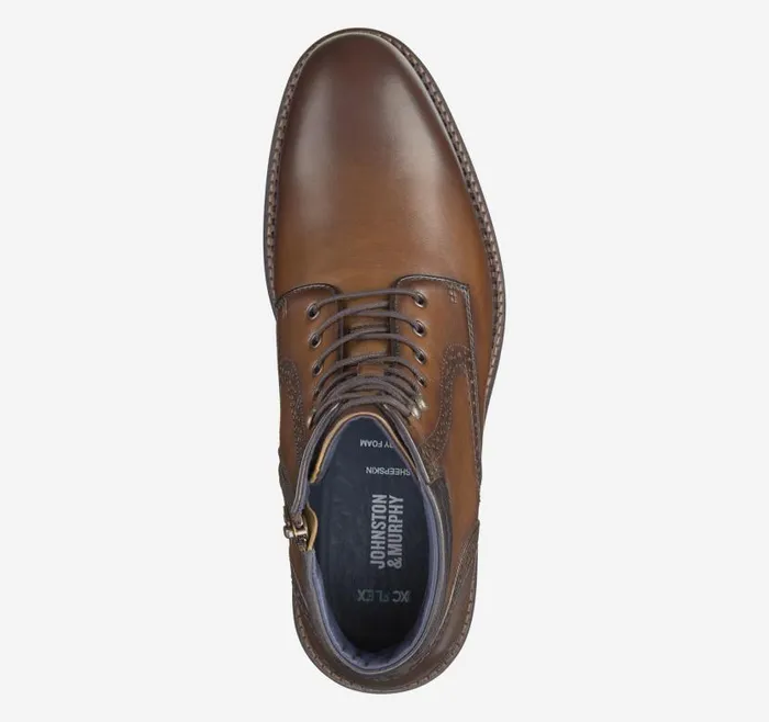 Men Johnston and Murphy Boots XC Flex Connelly Plain Toe Boot Tan Full Grain