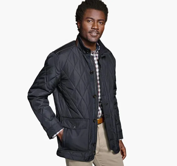 Men Johnston and Murphy Coats Jackets and Vests Diamond Quilt Jacket Navy
