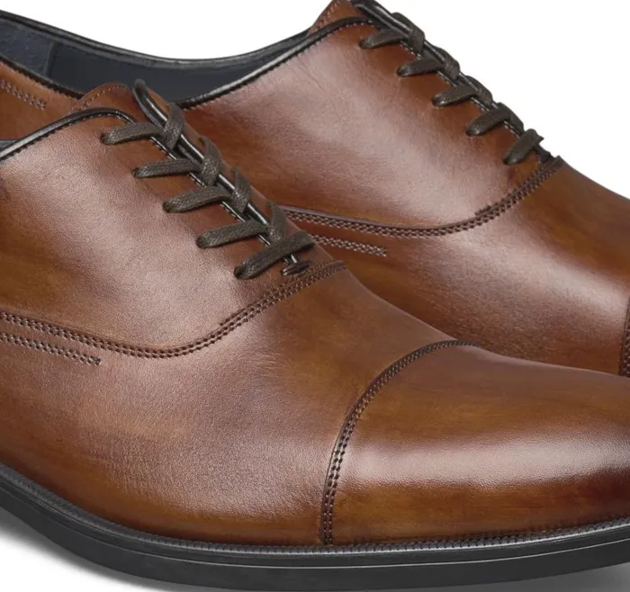 Men Johnston and Murphy LaceUps Flynch Cap Toe Tan Italian Calfskin Men Johnston and Murphy LaceUps Flynch Cap Toe Tan Italian Calfskin