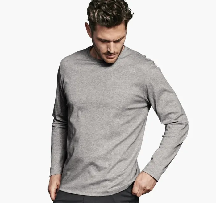 Men Johnston and Murphy Polos and Tees Essential LongSleeve Tee Gray Heather Men Johnston and Murphy Polos and Tees Essential LongSleeve Tee Gray Heather
