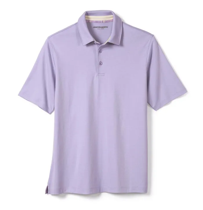 Men Johnston and Murphy Polos and Tees Liquid Cotton Polo Purple Men Johnston and Murphy Polos and Tees Liquid Cotton Polo Purple