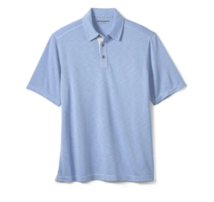 Men Johnston and Murphy Polos and Tees Vintage Slub Polo Light Blue Men Johnston and Murphy Polos and Tees Vintage Slub Polo Light Blue