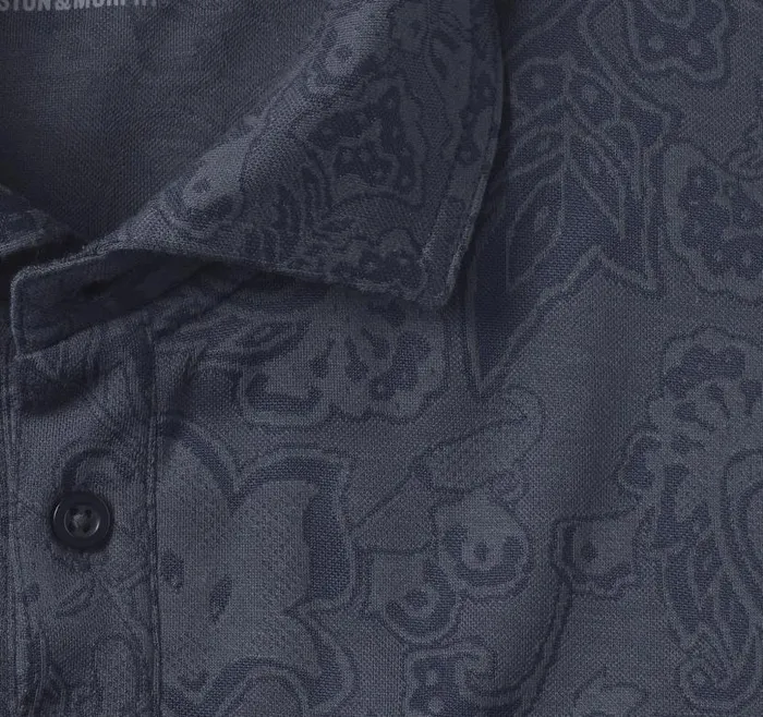 Men Johnston and Murphy Polos and Tees XC4 Jacquard Performance Polo Navy Paisley Men Johnston and Murphy Polos and Tees XC4 Jacquard Performance Polo Navy Paisley