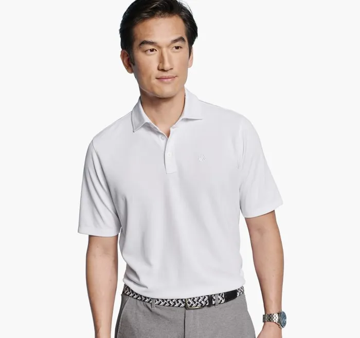 Men Johnston and Murphy Polos and Tees XC4 Performance Solid Polo Cool Degree White Men Johnston and Murphy Polos and Tees XC4 Performance Solid Polo Cool Degree White
