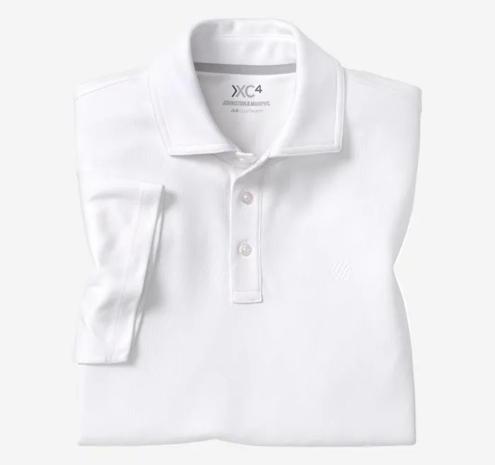 Men Johnston and Murphy Polos and Tees XC4 Performance Solid Polo Cool Degree White Men Johnston and Murphy Polos and Tees XC4 Performance Solid Polo Cool Degree White