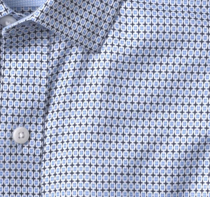 Men Johnston and Murphy Shirts NonIron Dress Shirt Blue Outlined Squares Men Johnston and Murphy Shirts NonIron Dress Shirt Blue Outlined Squares