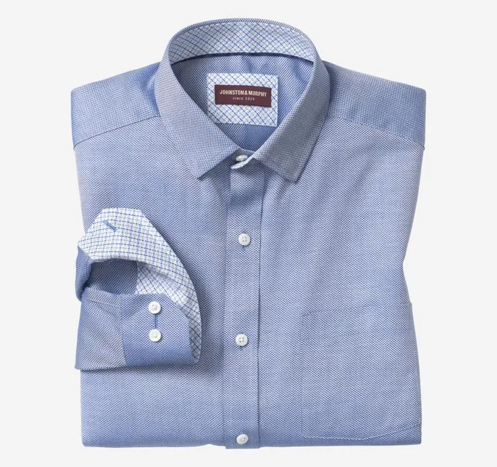Men Johnston and Murphy Shirts Premium Cotton Shirts Royal Birdseye