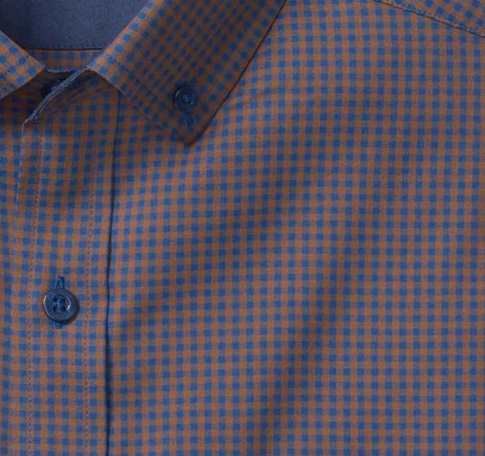 Men Johnston and Murphy Shirts XC4 LongSleeve StretchWoven Shirt Brownnavy Gingham Men Johnston and Murphy Shirts XC4 LongSleeve StretchWoven Shirt Brownnavy Gingham