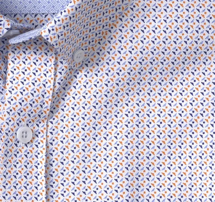 Men Johnston and Murphy ShortSleeve Shirts Textured Cotton ShortSleeve Shirt Orange Triangle Dot Men Johnston and Murphy ShortSleeve Shirts Textured Cotton ShortSleeve Shirt Orange Triangle Dot