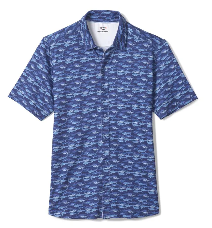 Men Johnston and Murphy ShortSleeve Shirts XC4 Performance Shirt Navy Shark Men Johnston and Murphy ShortSleeve Shirts XC4 Performance Shirt Navy Shark
