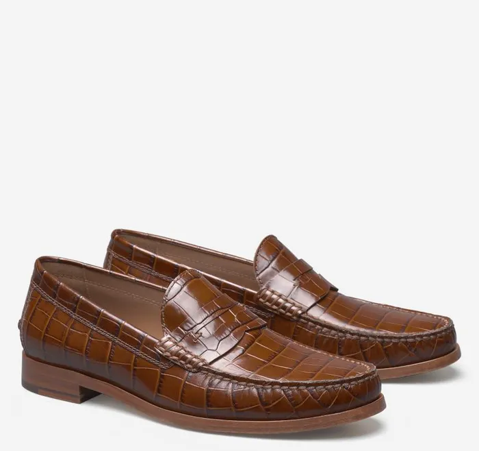 Men Johnston and Murphy SlipOns and Loafers Baldwin Penny Loafer Mahogany Crocembossed Calfskin Men Johnston and Murphy SlipOns and Loafers Baldwin Penny Loafer Mahogany Crocembossed Calfskin