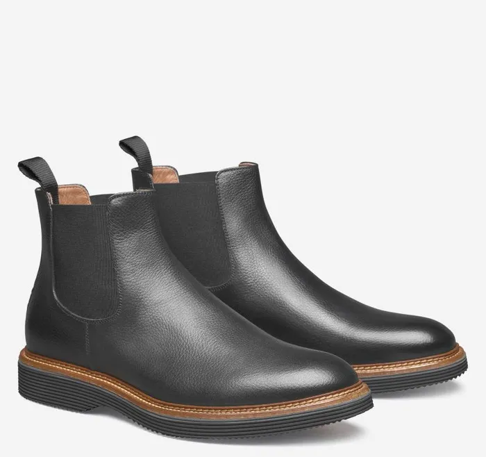 Men Johnston and Murphy SlipOns and Loafers Jenson Chelsea Boot Black Tumbled Calfskin Men Johnston and Murphy SlipOns and Loafers Jenson Chelsea Boot Black Tumbled Calfskin