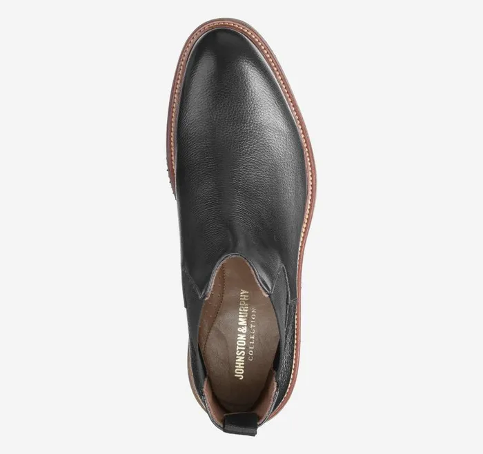 Men Johnston and Murphy SlipOns and Loafers Jenson Chelsea Boot Black Tumbled Calfskin Men Johnston and Murphy SlipOns and Loafers Jenson Chelsea Boot Black Tumbled Calfskin