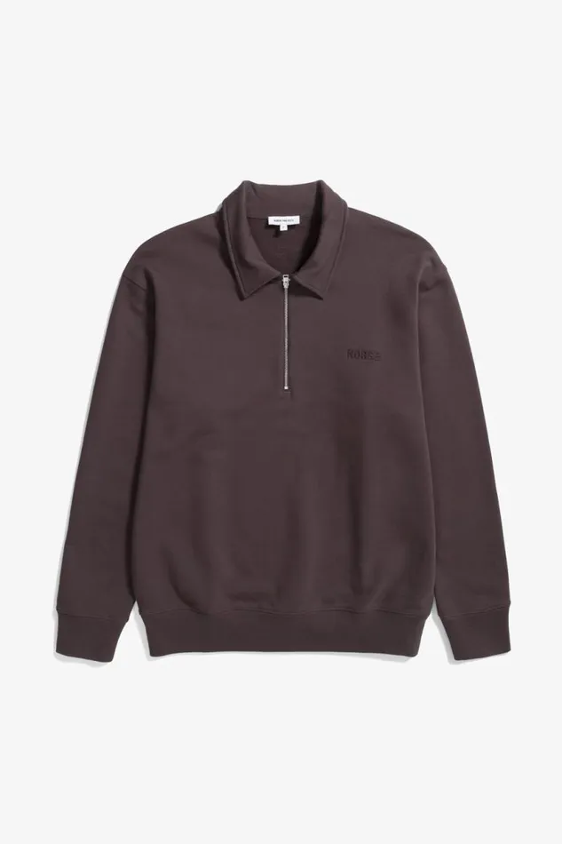 Men Ketel Relaxed Organic NORSE Logo Half Zip Wine Red Norse Projects Sweatshirts