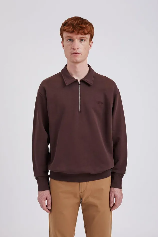 Men Ketel Relaxed Organic NORSE Logo Half Zip Wine Red Norse Projects Sweatshirts