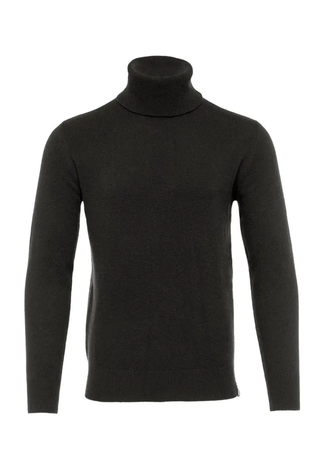 Men Knitwear Holland Cooper Byron Roll Neck Knit Charcoal