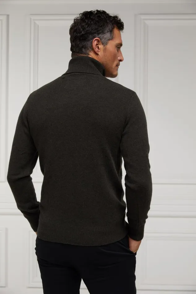 Men Knitwear Holland Cooper Byron Roll Neck Knit Charcoal