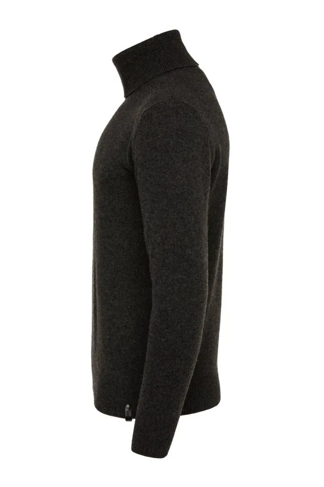 Men Knitwear Holland Cooper Byron Roll Neck Knit Charcoal