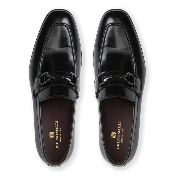 Men Loafers and Slipons Bruno Magli Saffo Slip On Black Bit Loafer Black Leather