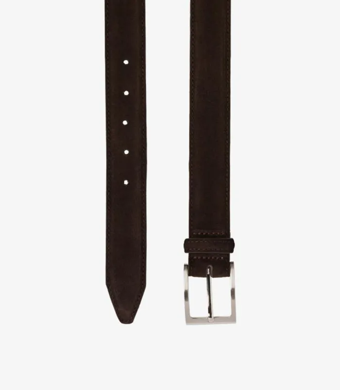 Men Loake Casual Belts William Belt Dark Brown Suede