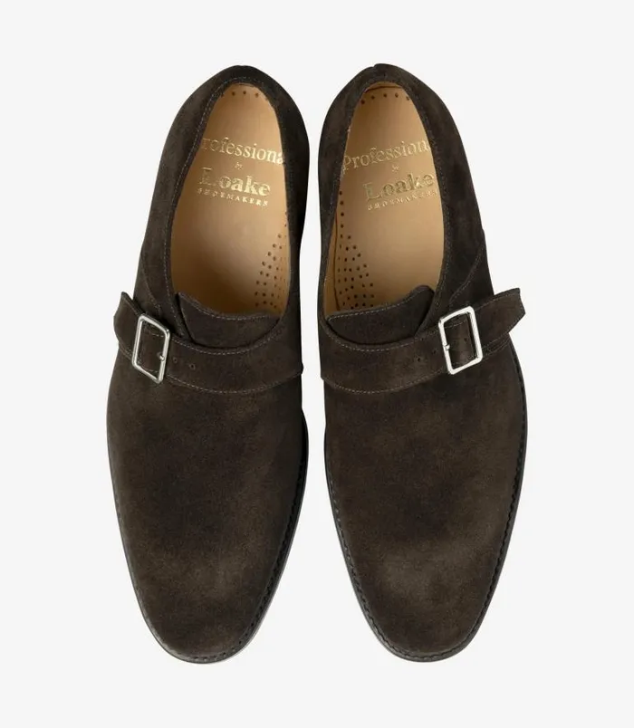Men Loake Monk Shoes 357 Dark Brown Suede Men Loake Monk Shoes 357 Dark Brown Suede