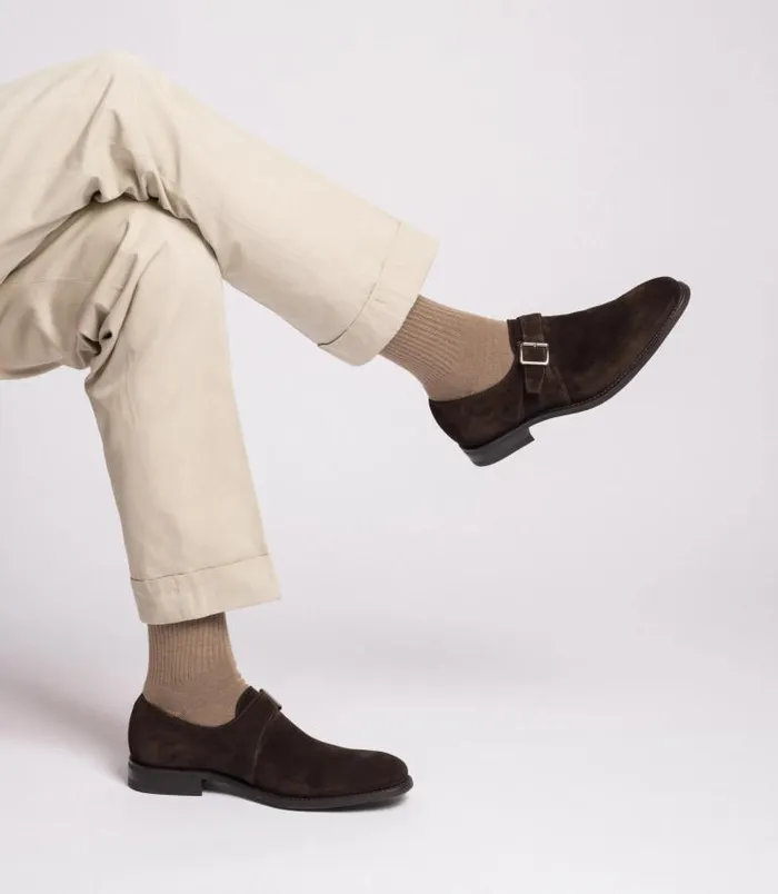 Men Loake Monk Shoes 357 Dark Brown Suede Men Loake Monk Shoes 357 Dark Brown Suede