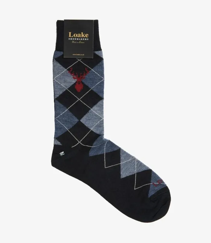 Men Loake Socks Argyle Socks Navy