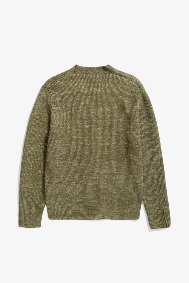 Men Loki Wool Cotton Rib Cardigan Sitka Green Norse Projects Knitwear