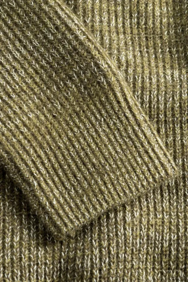 Men Loki Wool Cotton Rib Cardigan Sitka Green Norse Projects Knitwear