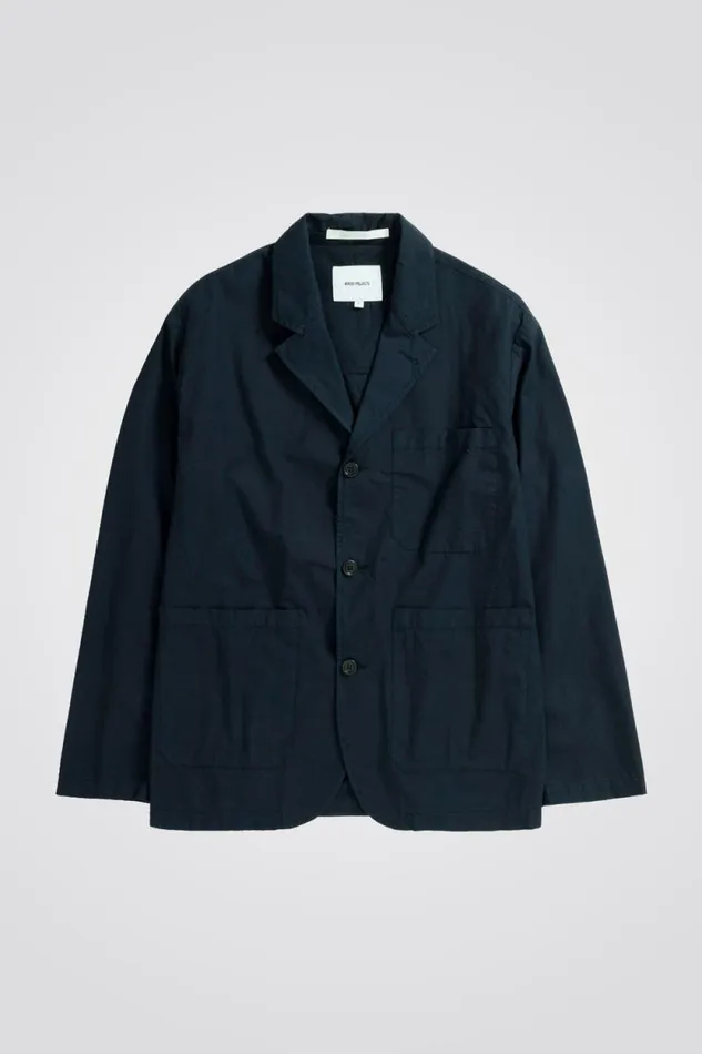Men Nilas Typewriter Work Jacket Dark Navy Norse Projects Outerwear