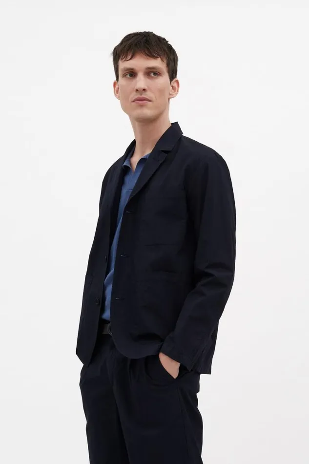 Men Nilas Typewriter Work Jacket Dark Navy Norse Projects Outerwear