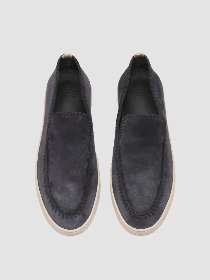 Men Officine Creative Footwear HERBIE 011 Blue Suede Penny Loafers Men Officine Creative Footwear HERBIE 011 Blue Suede Penny Loafers