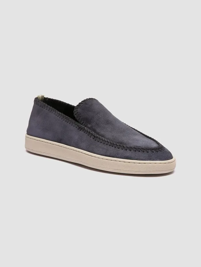 Men Officine Creative Footwear HERBIE 011 Blue Suede Penny Loafers Men Officine Creative Footwear HERBIE 011 Blue Suede Penny Loafers
