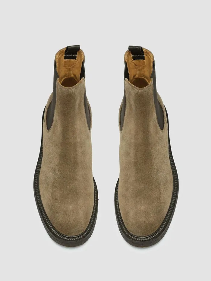 Men Officine Creative Footwear HOPKINS FLEXI 204 Taupe Suede Pull On Boots Men Officine Creative Footwear HOPKINS FLEXI 204 Taupe Suede Pull On Boots