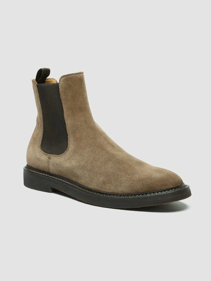 Men Officine Creative Footwear HOPKINS FLEXI 204 Taupe Suede Pull On Boots Men Officine Creative Footwear HOPKINS FLEXI 204 Taupe Suede Pull On Boots
