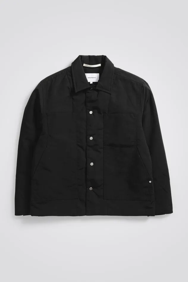 Men Pelle Waxed Nylon Insulated Jacket Black Norse Projects Outerwear