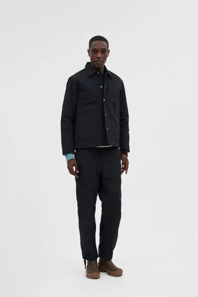 Men Pelle Waxed Nylon Insulated Jacket Black Norse Projects Outerwear