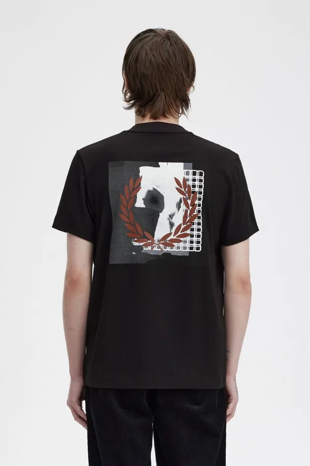 Men Rave Graphic TShirt Black Fred Perry TShirts