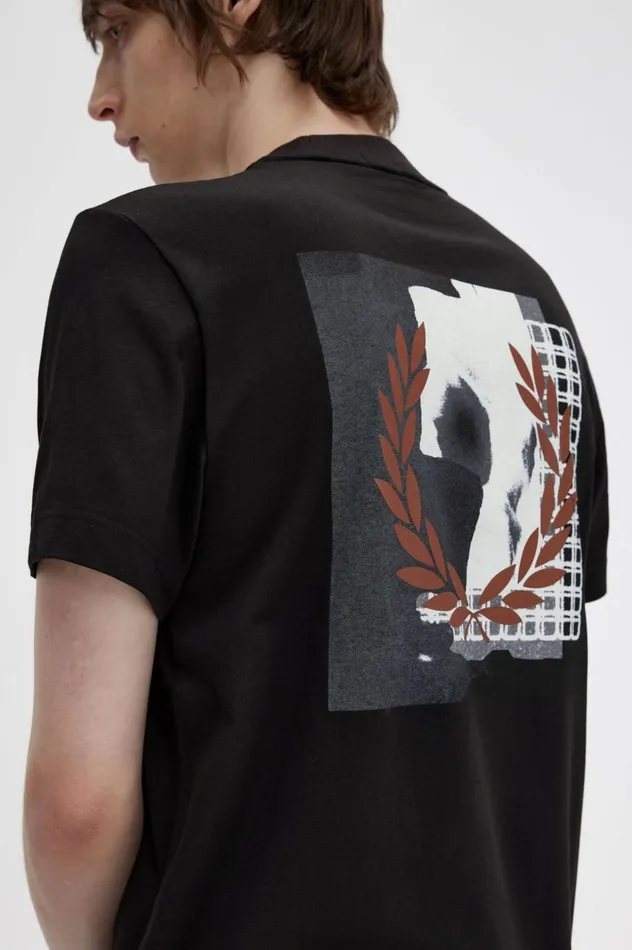 Men Rave Graphic TShirt Black Fred Perry TShirts