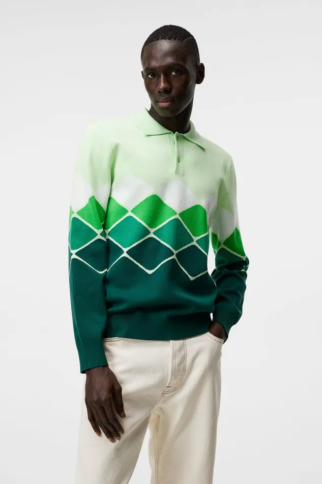 Men Ron Knitted Shirt Rain Forest JLindeberg Knitwear