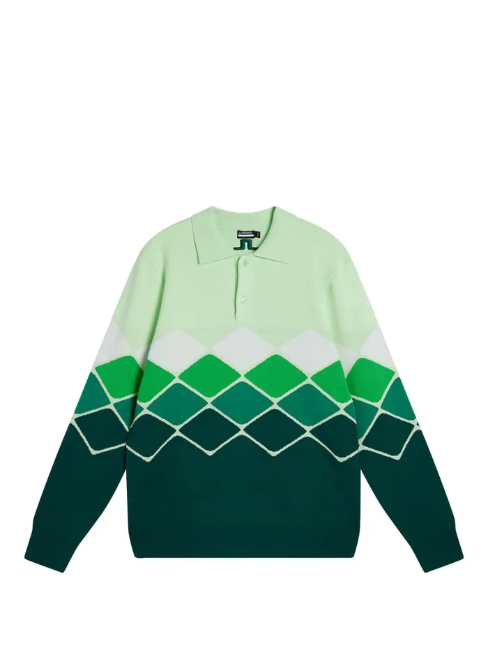 Men Ron Knitted Shirt Rain Forest JLindeberg Knitwear Men Ron Knitted Shirt Rain Forest JLindeberg Knitwear