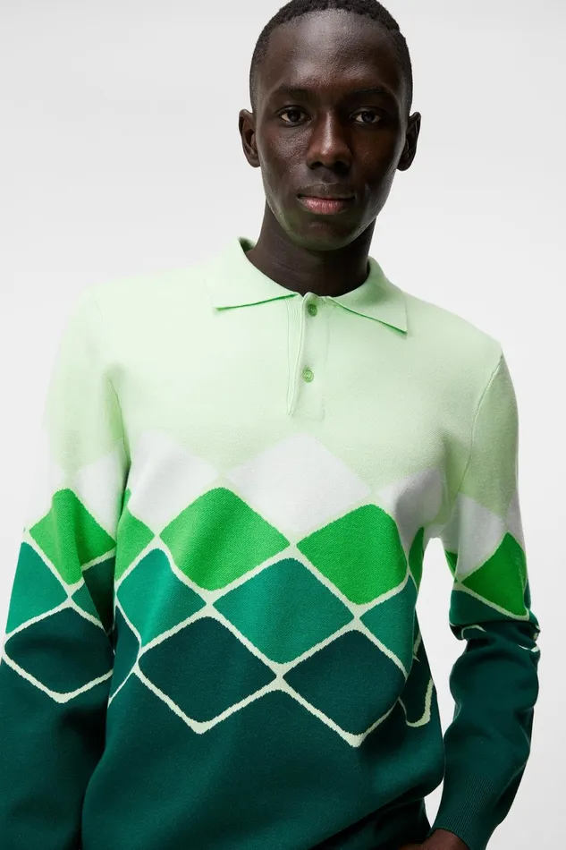 Men Ron Knitted Shirt Rain Forest JLindeberg Knitwear Men Ron Knitted Shirt Rain Forest JLindeberg Knitwear